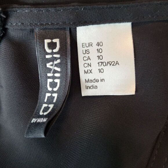 Divided H&M Gothic High Low Midi Maxi Dress 10 Black Sheer Side Cutout Punk - Picture 12 of 13